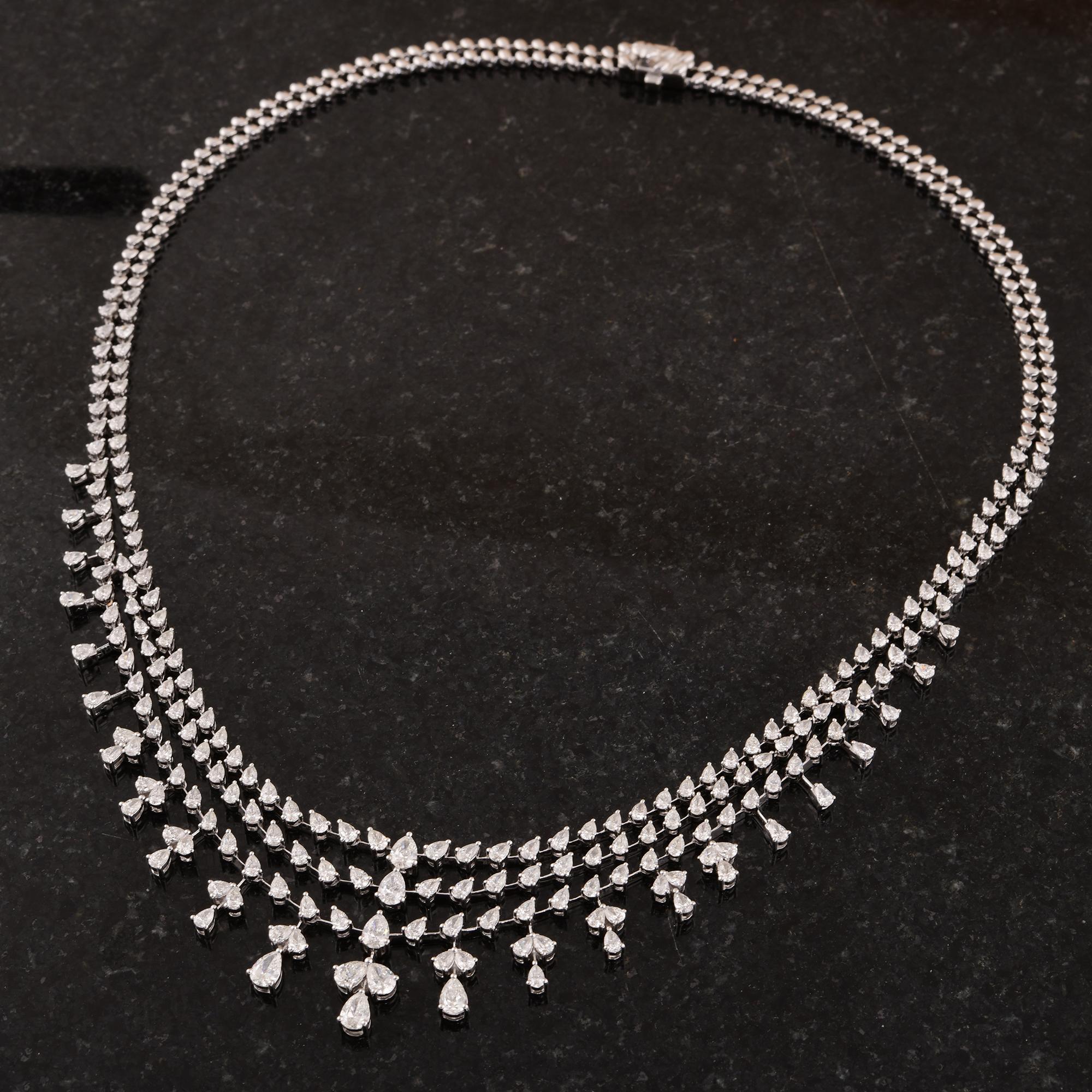 Collar de Aniversario en Capas de Diamantes Corte Pera SI/H 9,42 qt Oro Blanco 18k en Nuevo estado para la venta en Diera, Dubai