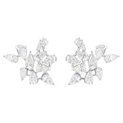 Birnenschliff SI/H Diamant-Cluster-Ohrstecker 14k Weißgold Schmuck