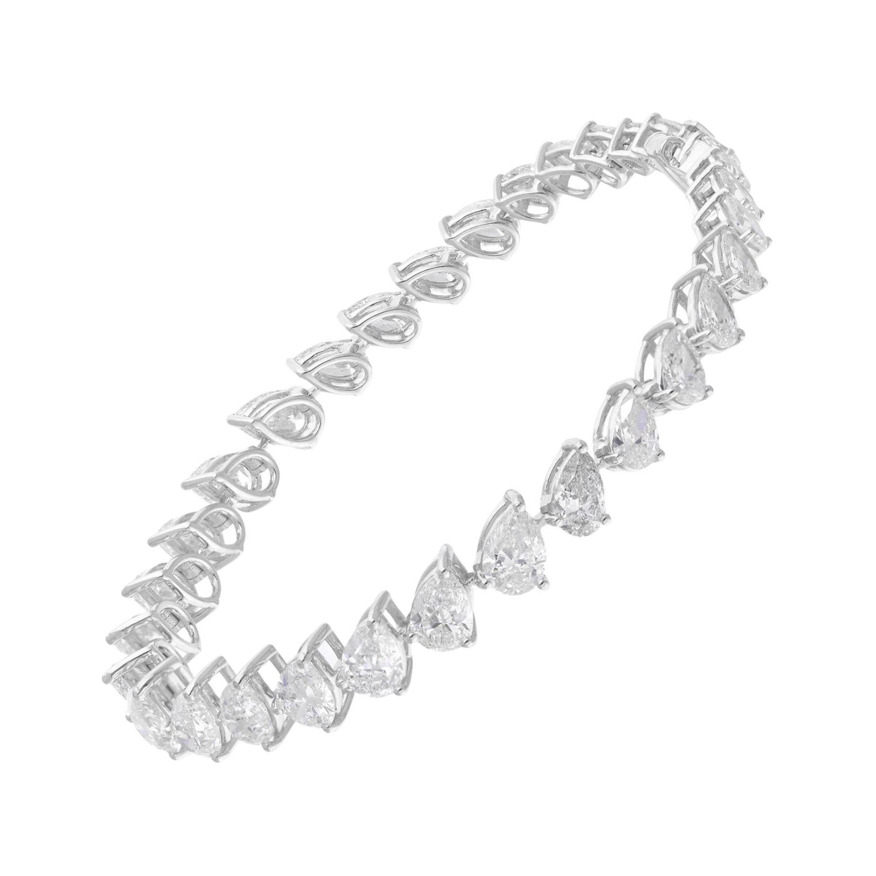 Bracelet de tennis gradué en diamants SI/H taille poire Cadeau or blanc 14k Fine Jewelry