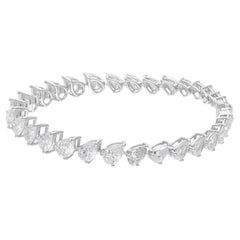 Pear Cut SI/H Diamond Tennis Graduated Bracelet Gift 18k White Gold Fine Jewelry
