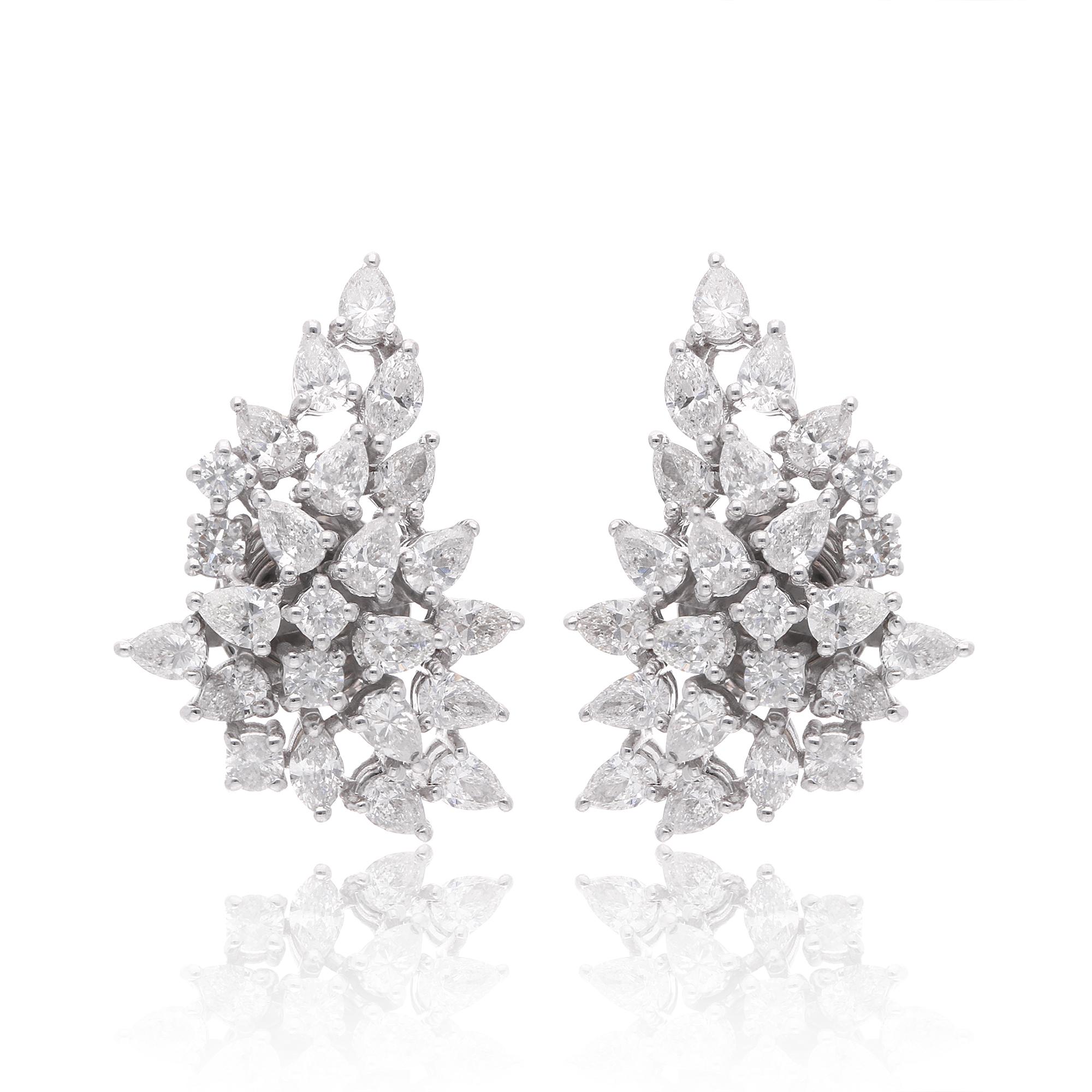 Birnenschliff SI/H Natürlicher Diamant Starburst Ohrstecker 14k Weißgold Schmuck im Zustand „Neu“ im Angebot in Diera, Dubai