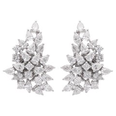 Orecchini a perno con diamanti naturali taglio pera SI/H in oro bianco 14 carati