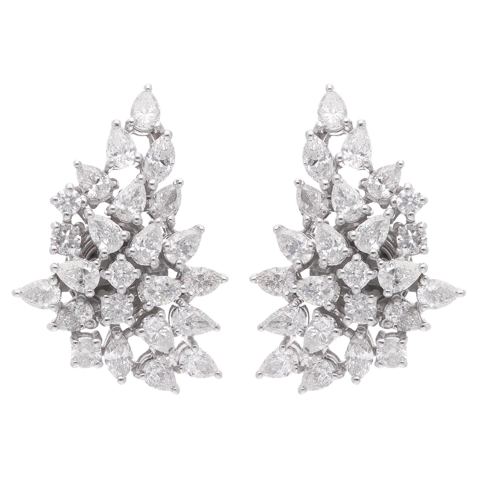 Orecchini con diamante naturale taglio pera SI/H Starburst in oro bianco 18 ct.