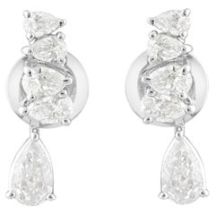 Pear Cut SI/H Natural Diamond Stud Earrings 14k White Gold Jewelry