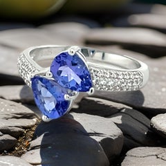 Pear Cut Tanzanite Ring  Vintage Ring  Sterling Silver Engagement Ring Gift