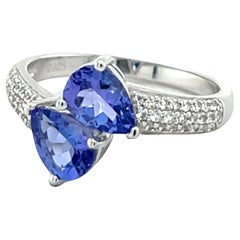 Anillo de tanzanita talla pera  Anillo vintage  Regalo anillo de compromiso de plata de ley