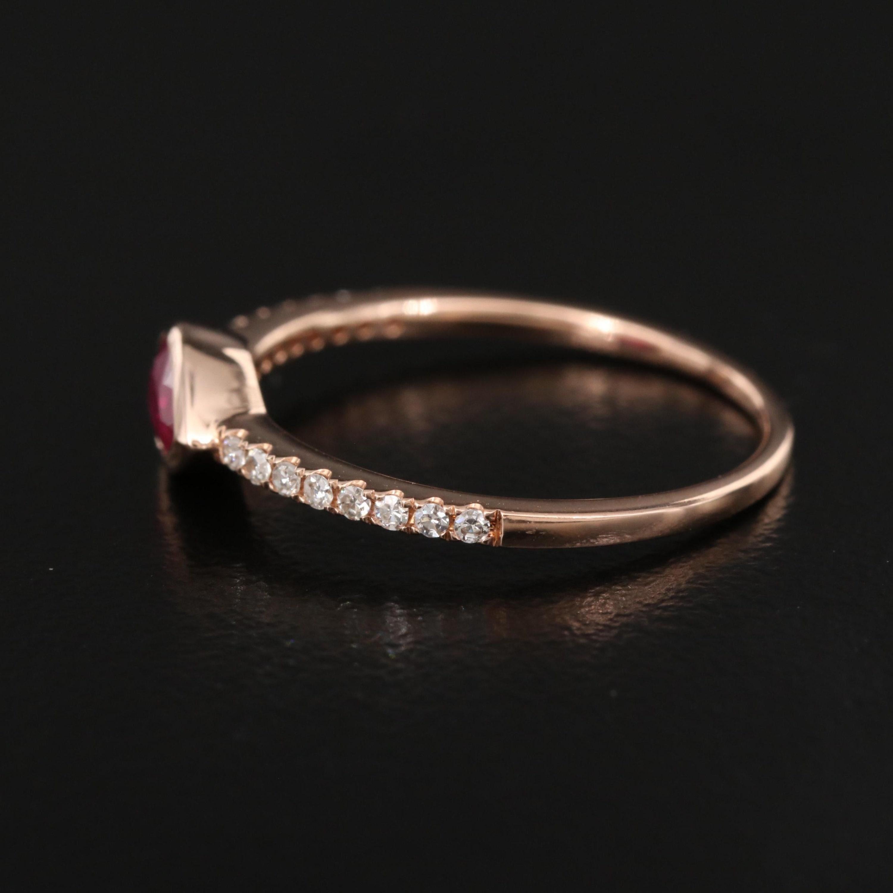 Im Angebot: Art Deco Stil Natürlicher Birnenschliff Rubin Diamant Halbe Ewigkeit Mode Band Ring () 5