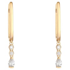 Pear Dangle 14K (or 18k upon request) Yellow Gold Huggie Earrings