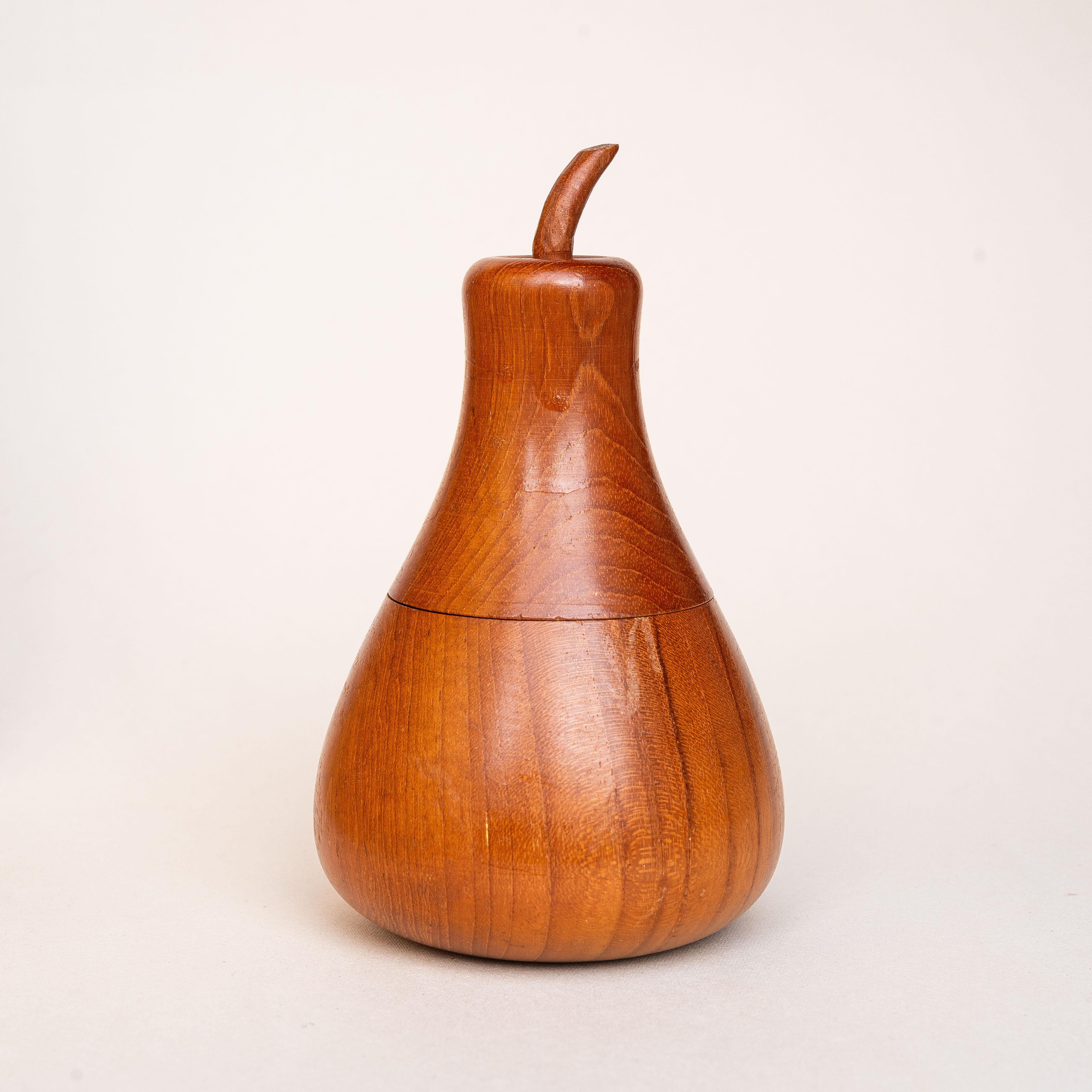 Mid-Century Modern Boîte décorative poire en teck - Boîte à bijoux en bois du milieu du siècle - Danemark années 1960 en vente
