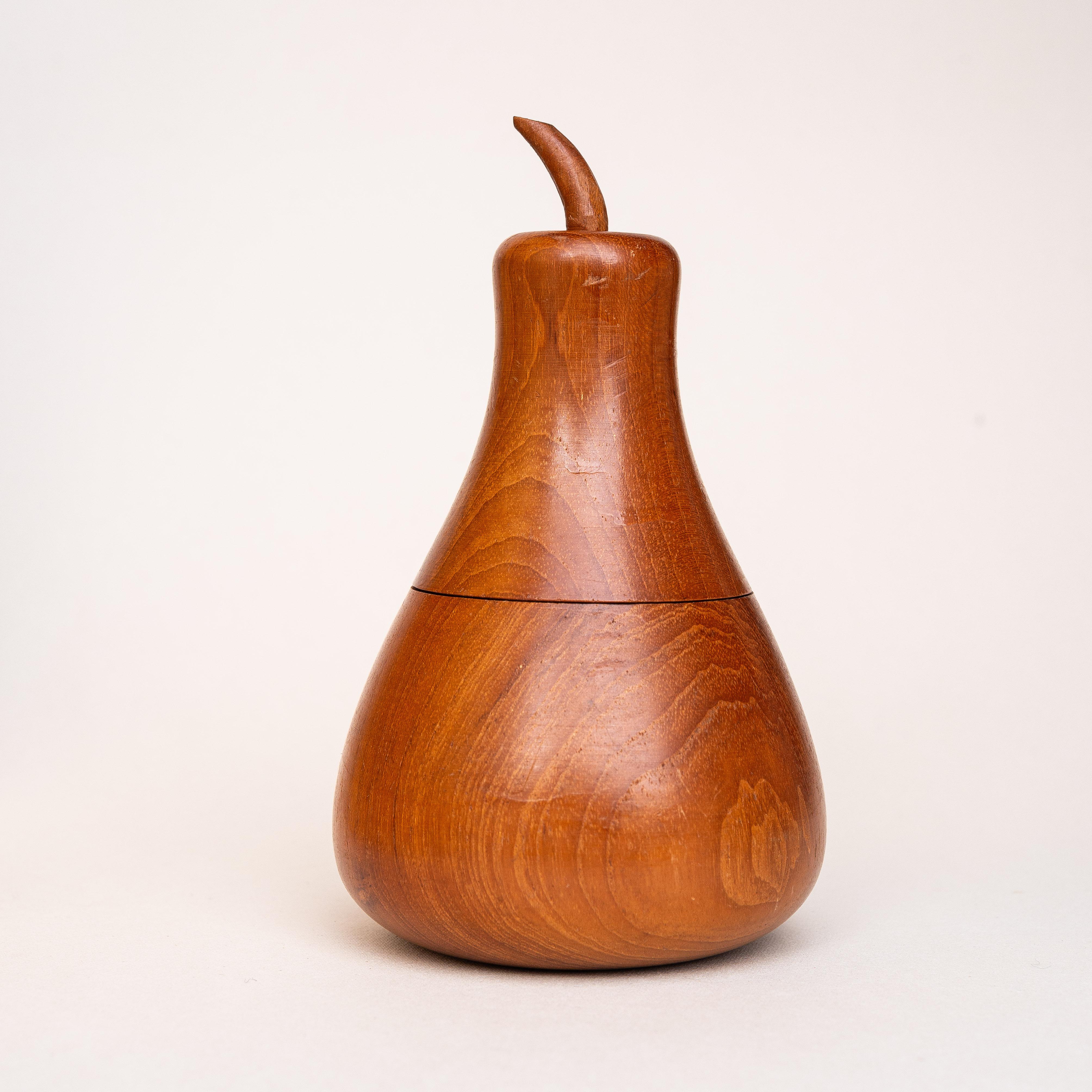 Bois Boîte décorative poire en teck - Boîte à bijoux en bois du milieu du siècle - Danemark années 1960 en vente