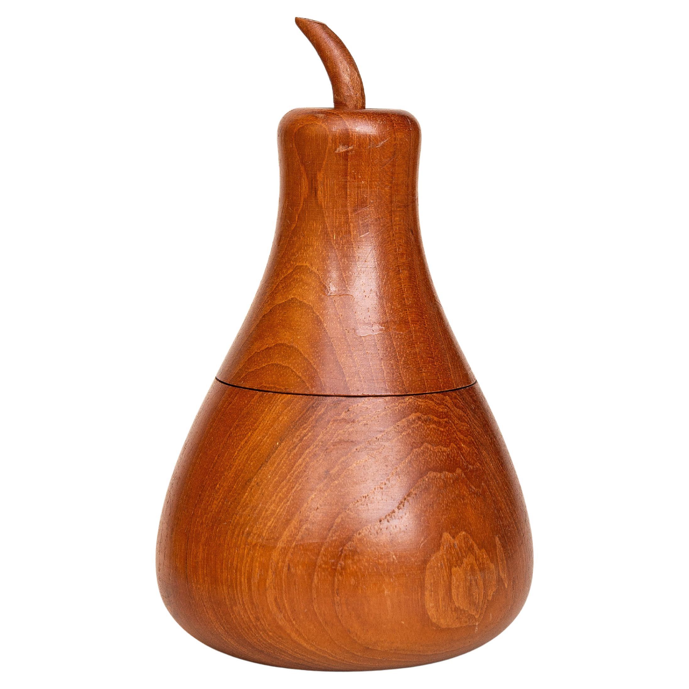 Pear Decorative Box in Teak - Mid-Century Wooden Jewelry Box - Danemark 1960s