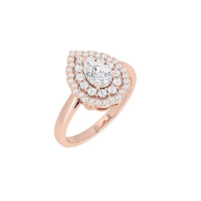 This ring has been meticulously crafted from 14-karat gold and set with .65 carats of sparkling diamonds. Available in Rose, White and Yellow Gold.  Also available in custom gemstone. See other matching earrings part of Viva Collection.

The ring is