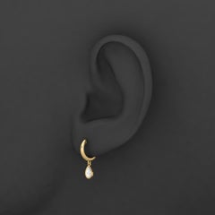 Pear Diamond 14 Karat Gold Huggie Hoop Earrings