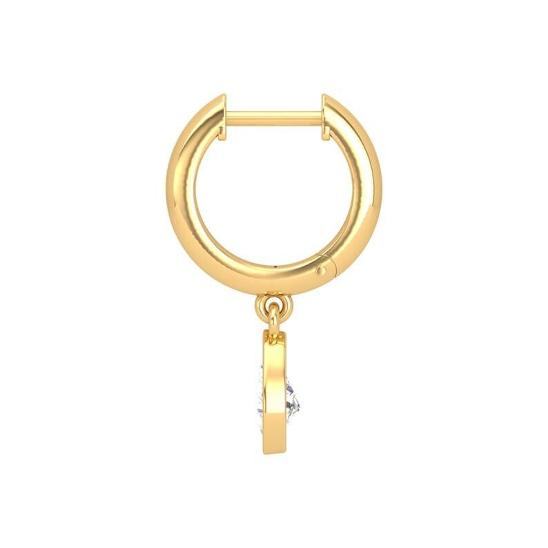 Birnenförmiger Diamant 14 Karat Gold Huggie Hoop Ohrringe Damen im Angebot