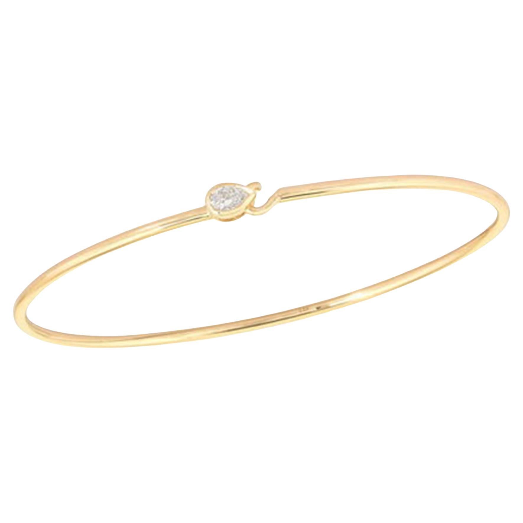 Pear Diamond 14K (or 18k upon request) Yellow Gold Bangle Bracelet