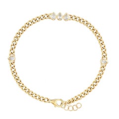 Birne Diamant 14K (oder 18k auf Anfrage) Gelbgold Curb Chain Armband