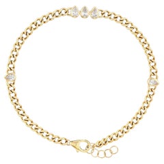 Birne Diamant 14K (oder 18k auf Anfrage) Gelbgold Curb Chain Armband