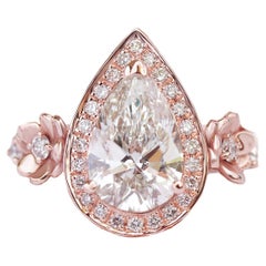 Pear Diamond 1.50ct Floral Unique Engagement Ring, Alternative Bride - "Antheia"