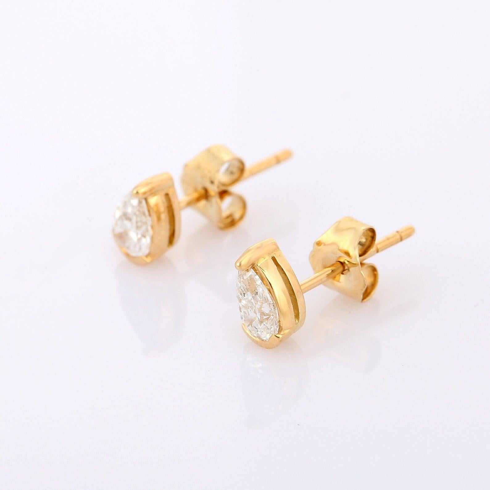 Modern Pear Diamond 18 Karat Gold Stud Earrings For Sale