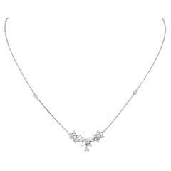 18K White Gold Rose Cut Diamond Cable Chain Anniversary Necklace