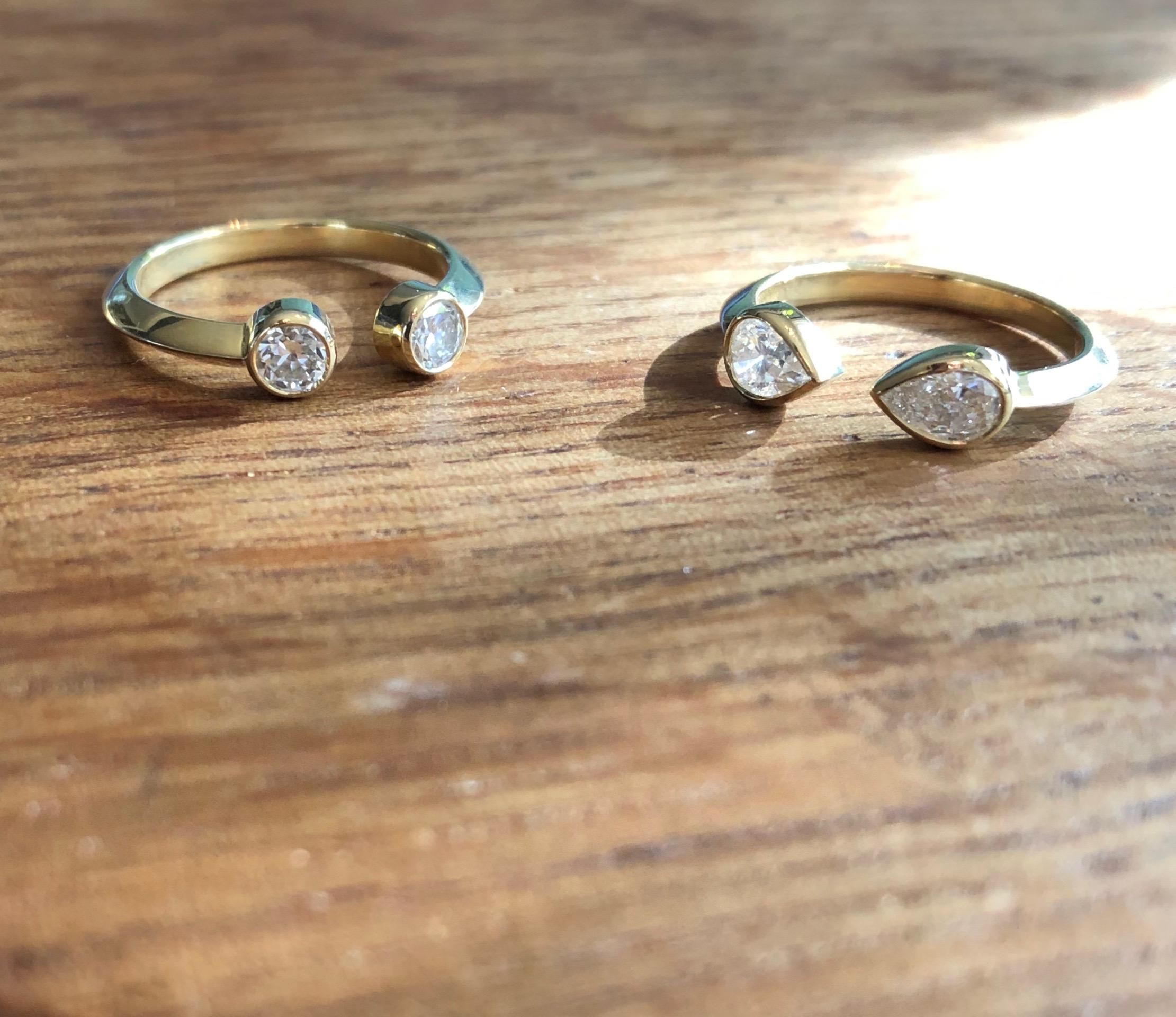 Pear Cut Pear Diamond and 18 Karat Gold Engagement Ring