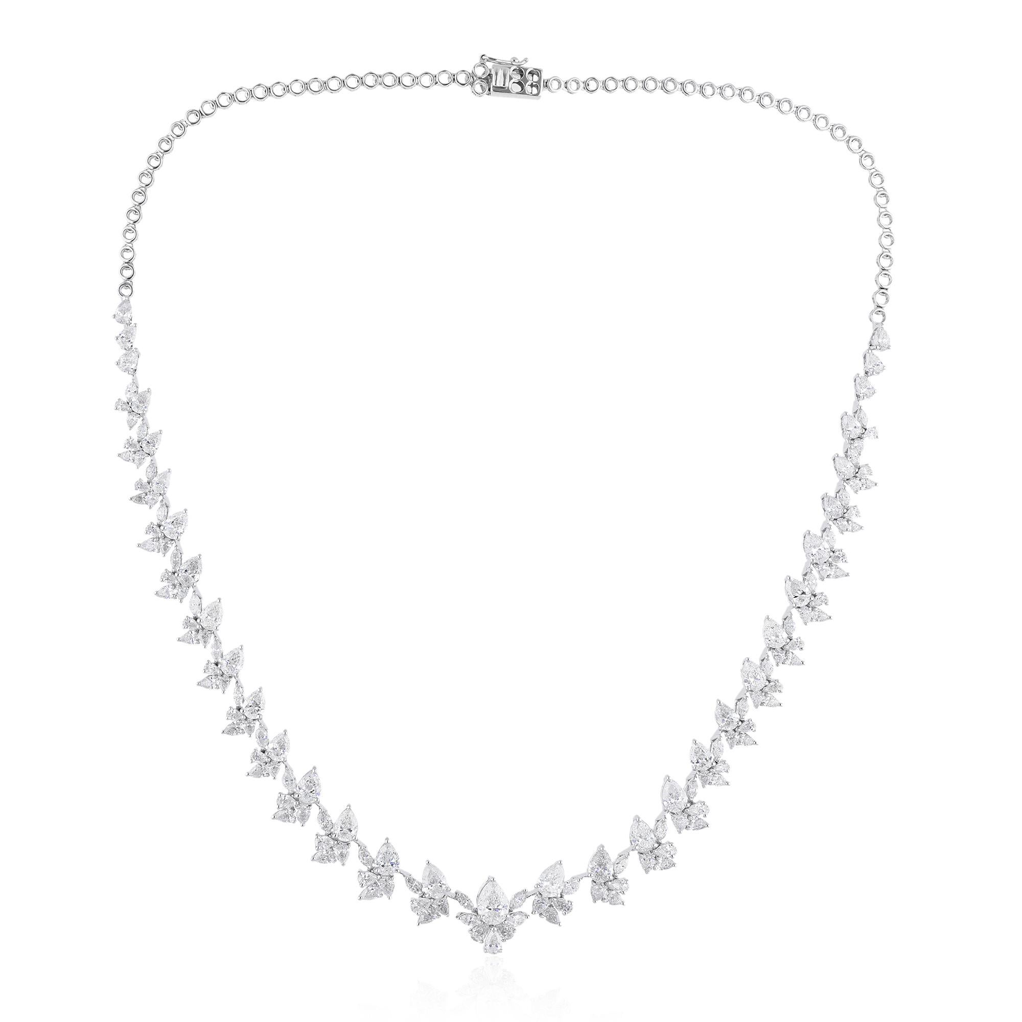 Indulge in the elegance of timeless sophistication with our SI clarity, HI color pear diamond charm necklace, crafted meticulously in 18 karat white gold. This exquisite piece of fine jewelry encapsulates luxury and refinement, designed to captivate