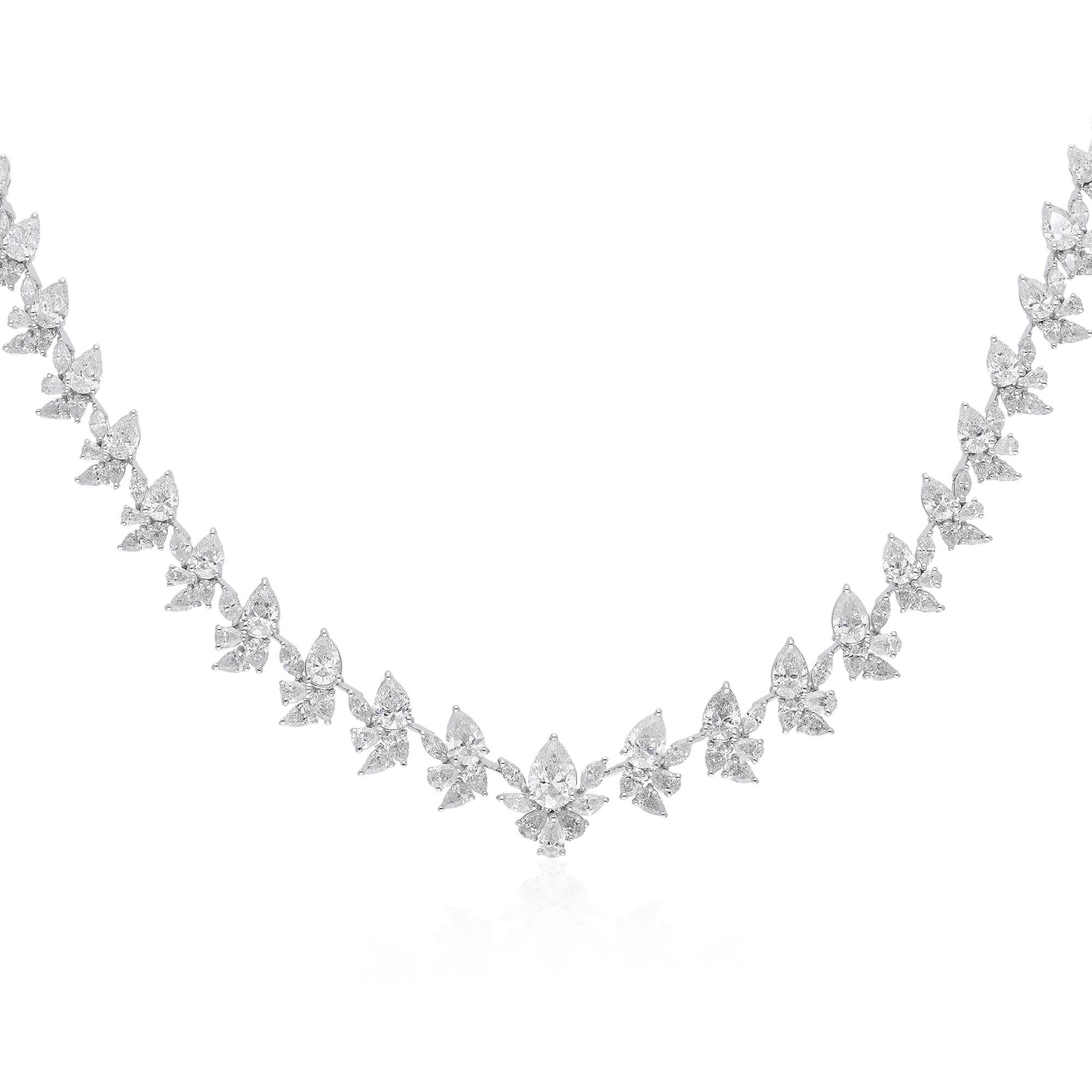 Women's SI Clarity HI Color Pear Diamond Charm Necklace 18 Karat White Gold Fine Jewelry For Sale