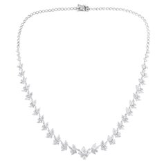 SI Clarity HI Color Pear Diamond Charm Necklace 18 Karat White Gold Fine Jewelry