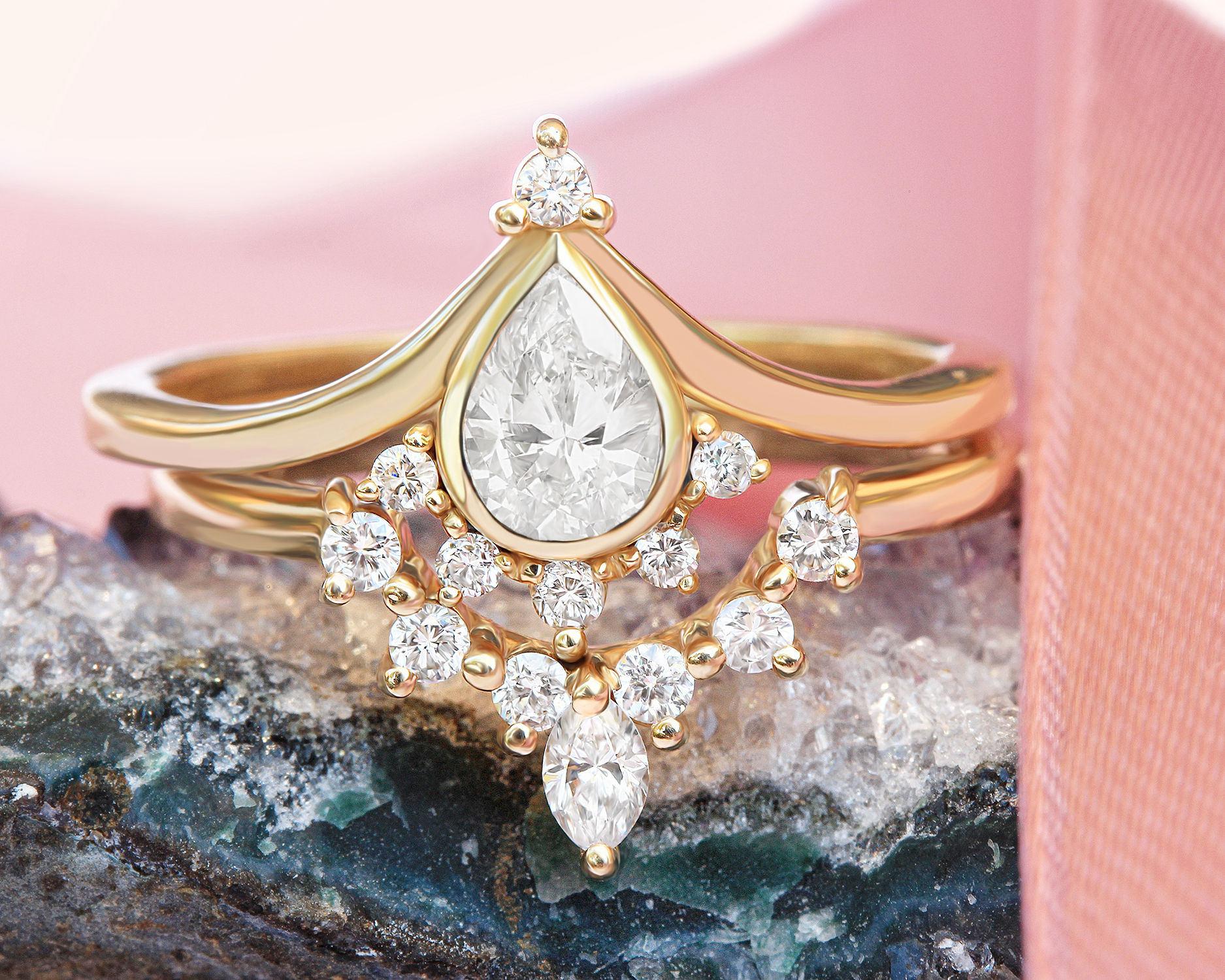 crown engagement ring set