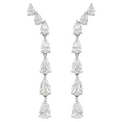 Pear Diamond Drop Earrings 2.87 Carat in 18 Karat White Gold