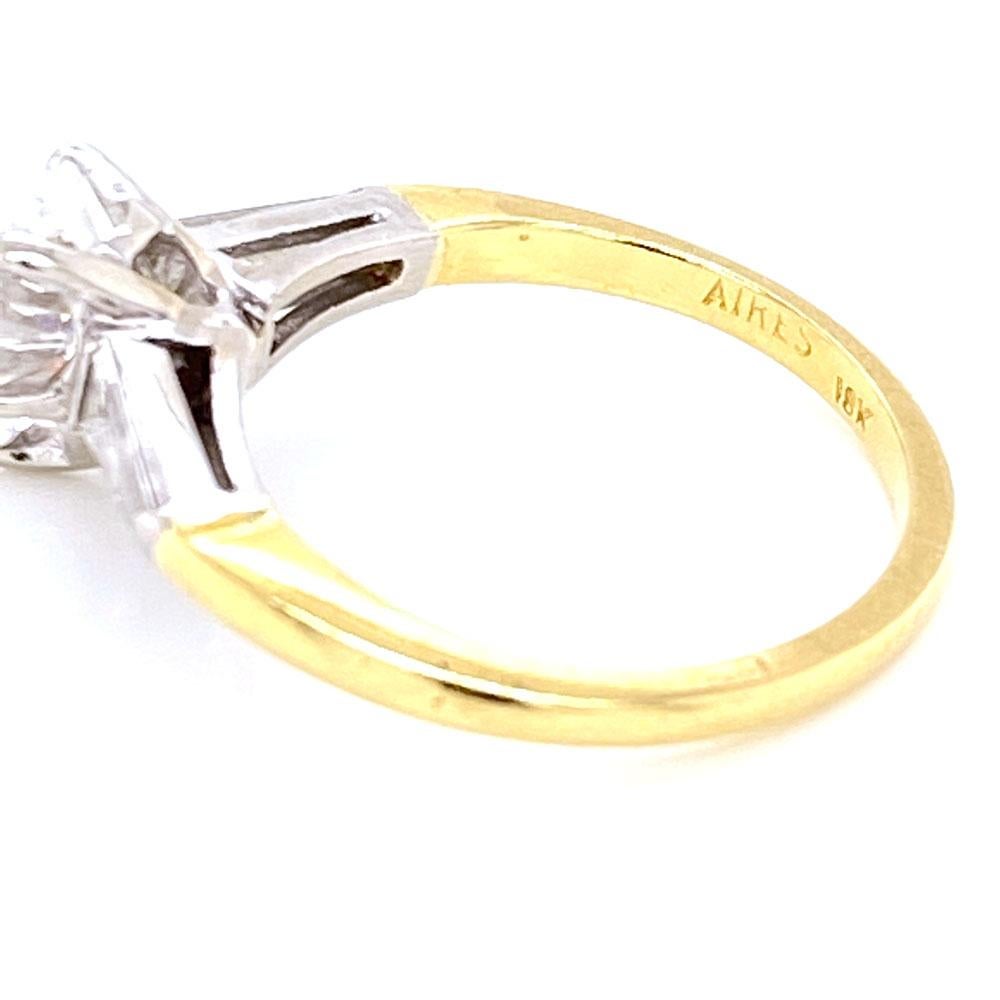 Pear Cut Pear Diamond Engagement Ring 18 Karat Two-Tone Gold GIA Certified H/VS1