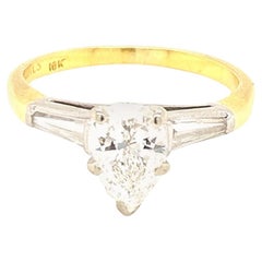 Pear Diamond Engagement Ring 18 Karat Two-Tone Gold GIA Certified H/VS1
