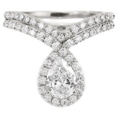Pear diamond engagement Two rings set "Bliss"