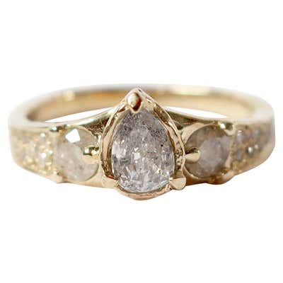 Pear Shaped Diamond White Gold Mens Ring with Diamond Setting at ...