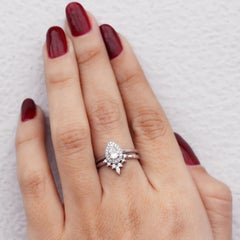 Pear Diamond Halo Engagement Ring & "Romi" Diamond Wedding Sideband