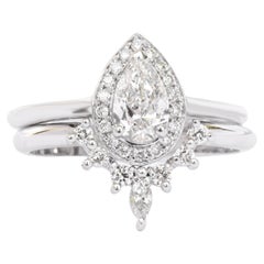 Pear Diamond Halo Engagement Ring & "Romi" Diamond Wedding Sideband