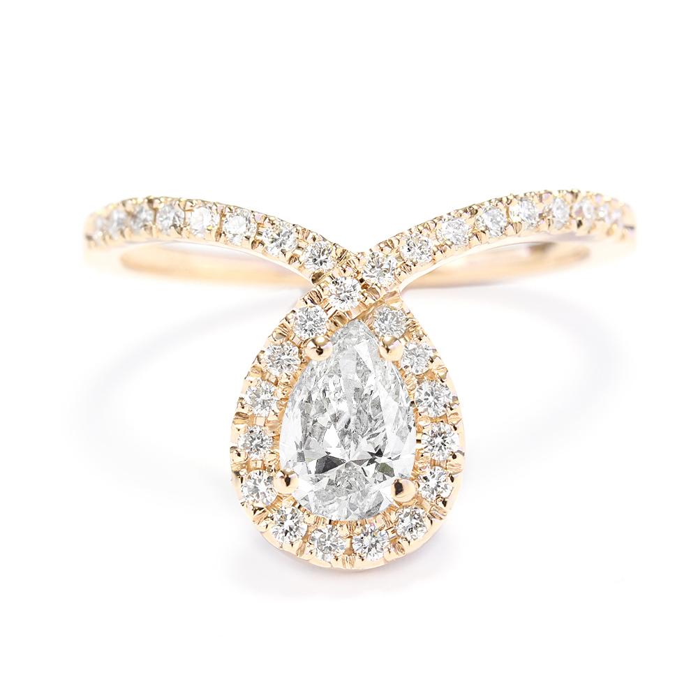 Birne Diamant Hoop Halo Einzigartiger Verlobungsring, Alternative Braut - Bliss (Tropfenschliff) im Angebot