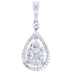 Pear Diamond Illusion Chain Necklace in 18 Karat White Gold