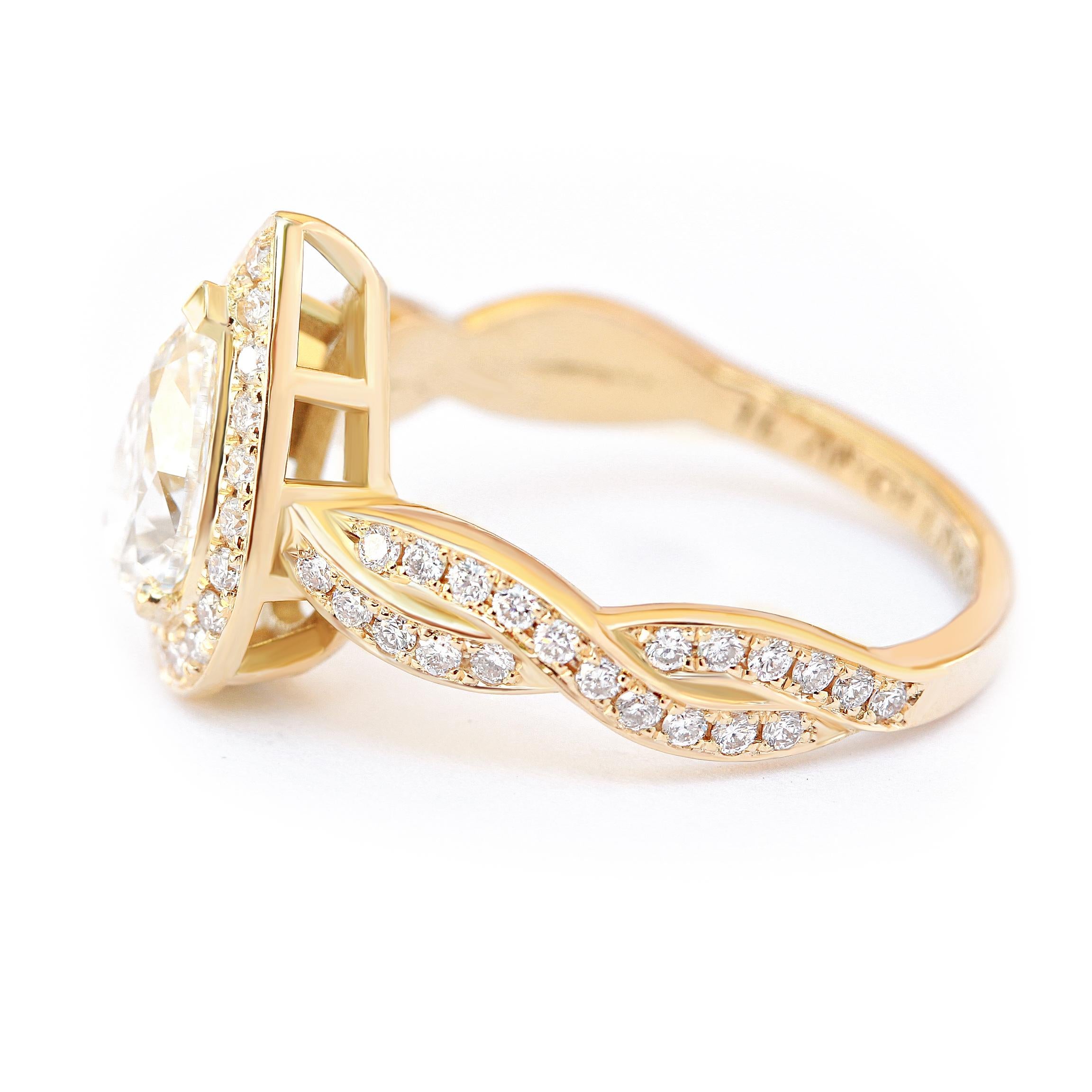 Art Deco Pear Diamond Infinity Twist Shank Engagement Ring & Diamond Ring guard 