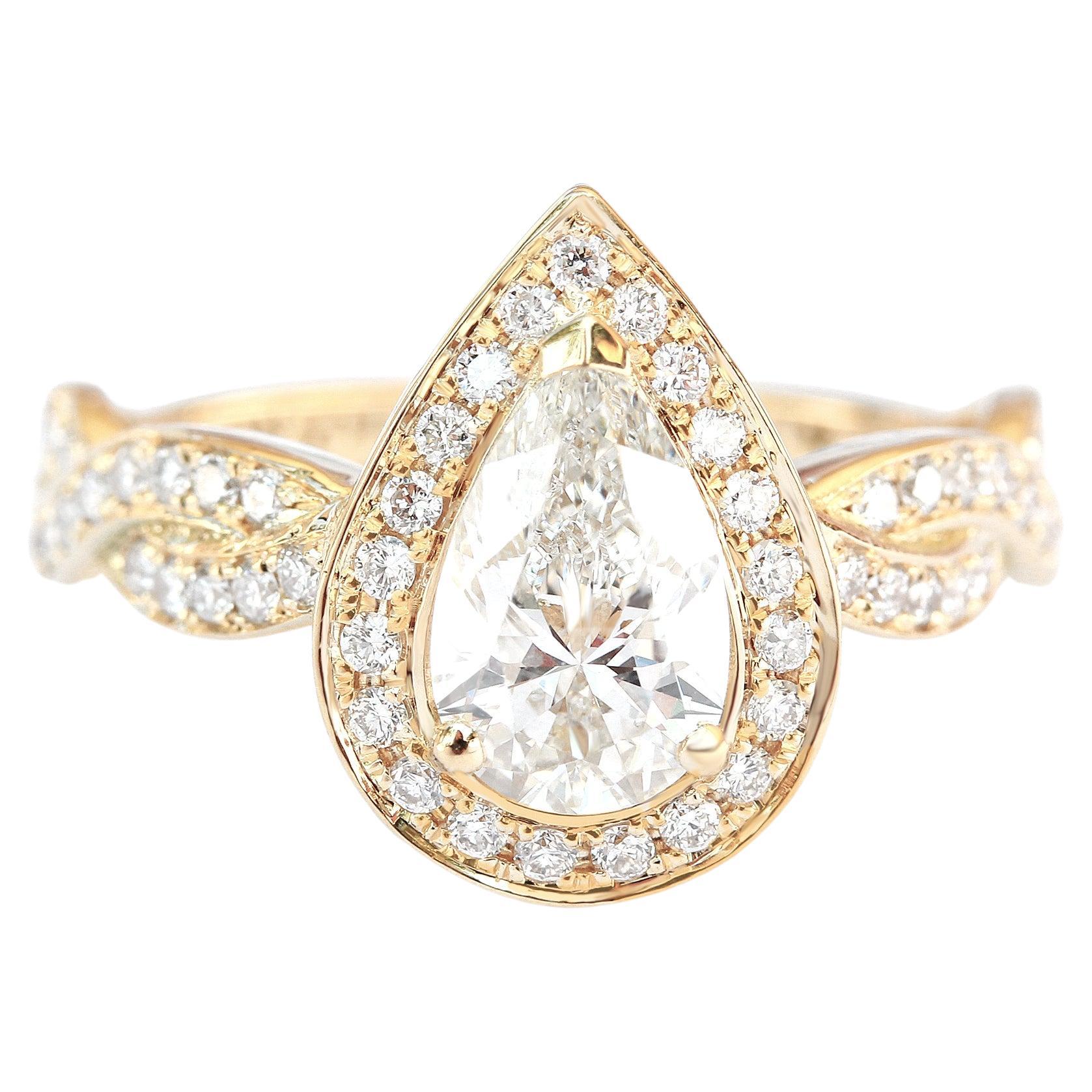 Pear Diamond Infinity Twist Shank Engagement Ring "Zeus"  For Sale