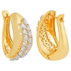 Boucles d'oreilles poire diamant feuille Or jaune 18 carats Bijoux artisanaux