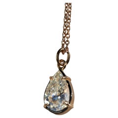 Pear Diamond Pendant, 2.43 ct, J Si2, 18ct Rose Gold, (Incl. Chain)