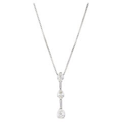 Pear Diamond Pendant Necklace, 14k White Gold, Simple