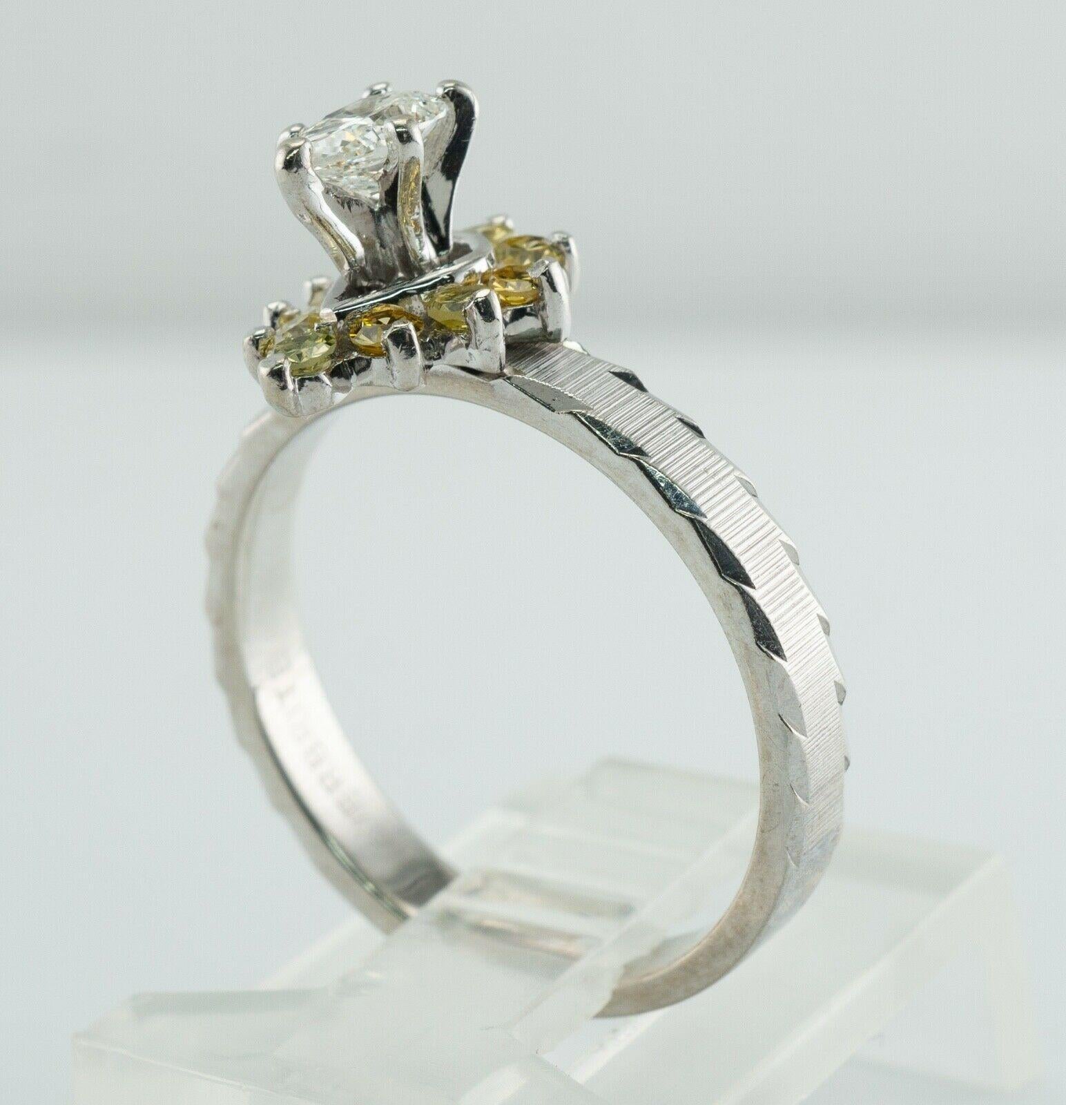 Pear Diamond Ring Canary Sapphire 14K White Gold Engagement For Sale 5