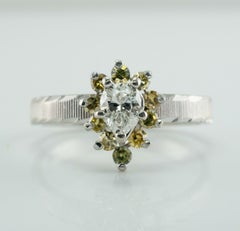 Pear Diamond Ring Canary Sapphire 14K White Gold Engagement