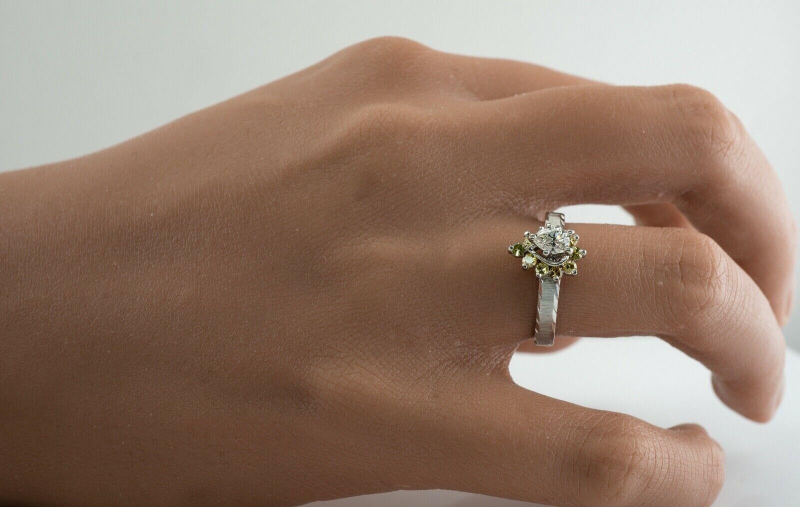 Pear Cut Pear Diamond Ring Canary Sapphire 14K White Gold Engagement For Sale