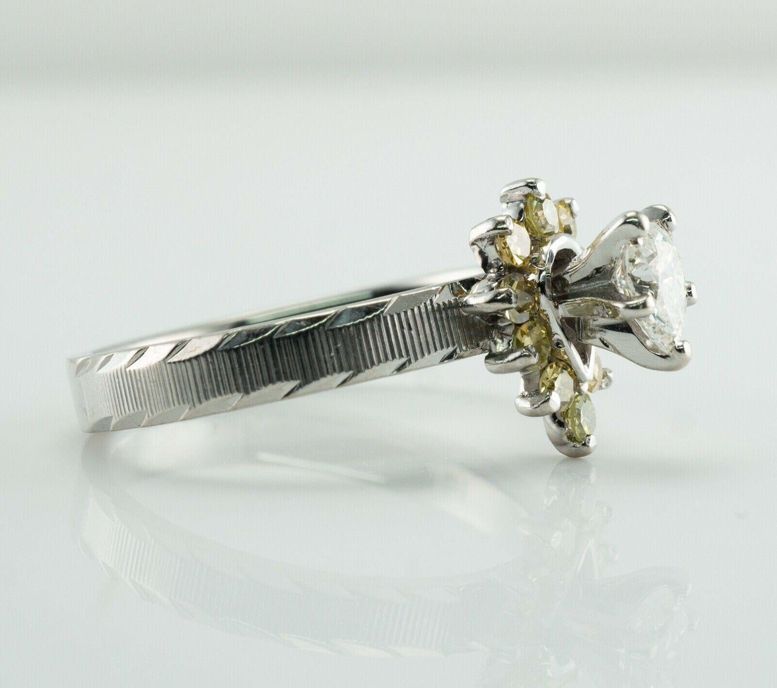Pear Diamond Ring Canary Sapphire 14K White Gold Engagement In Good Condition For Sale In East Brunswick, NJ