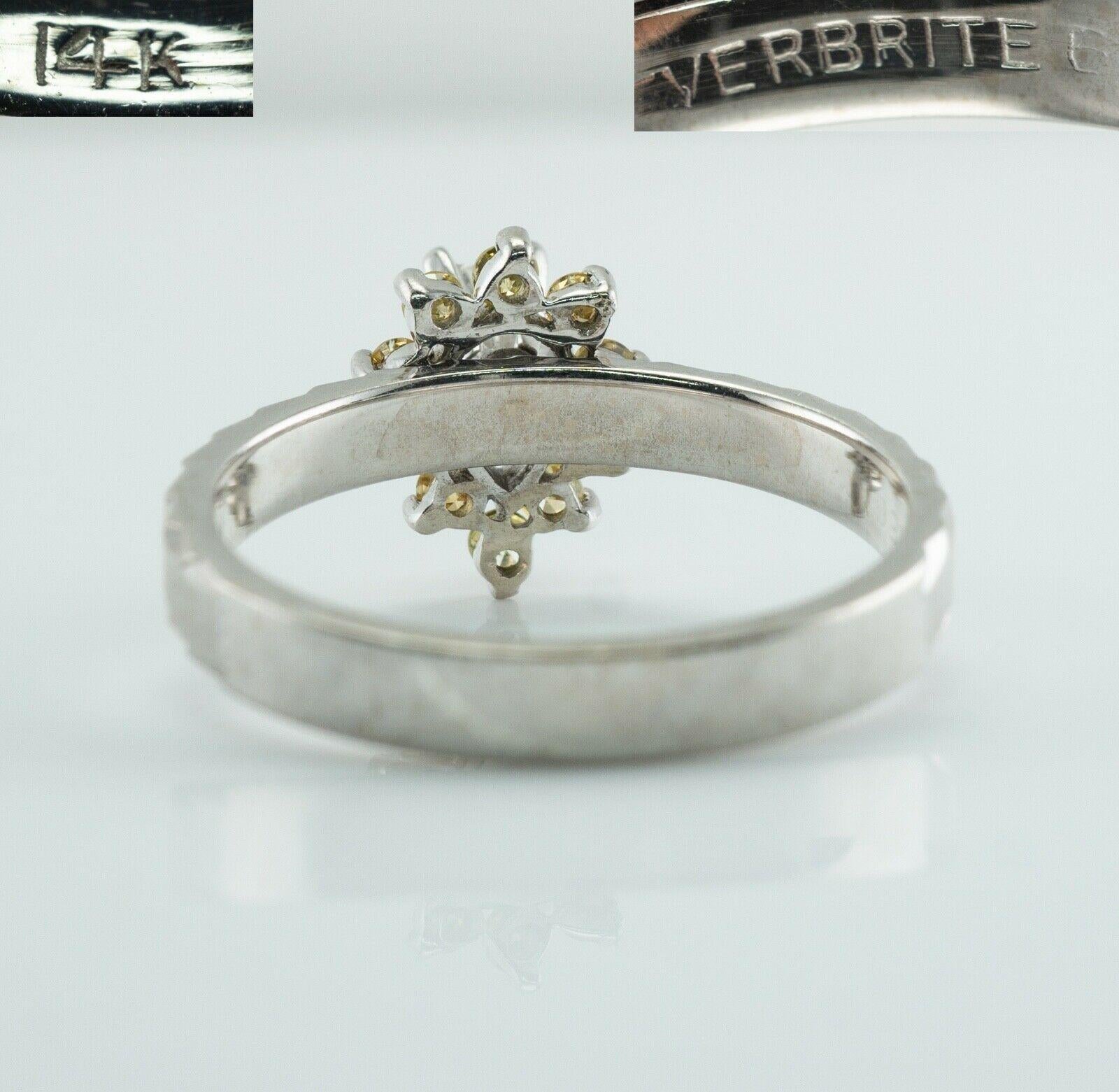 Pear Diamond Ring Canary Sapphire 14K White Gold Engagement For Sale 1