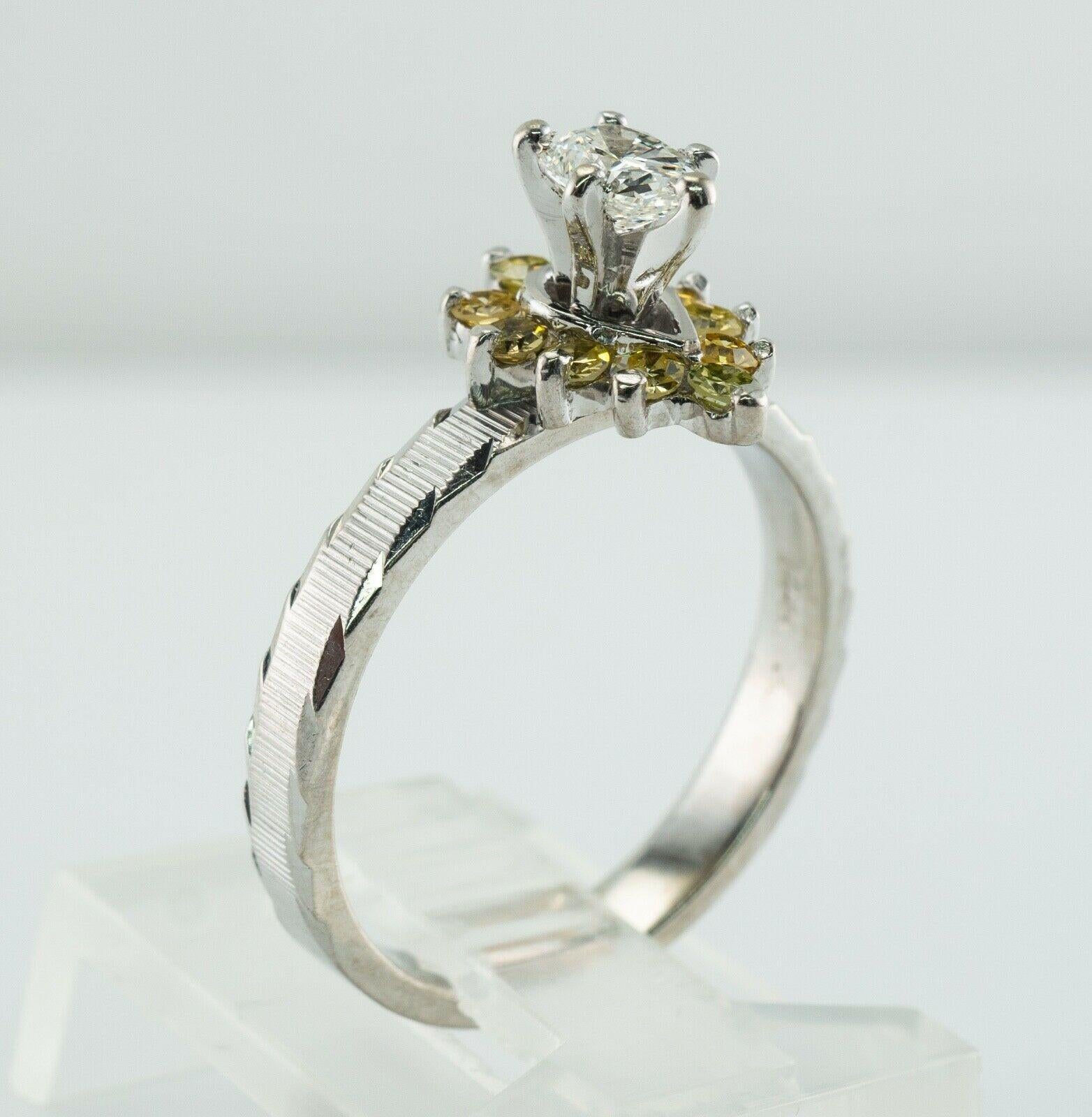 Pear Diamond Ring Canary Sapphire 14K White Gold Engagement In Good Condition For Sale In East Brunswick, NJ