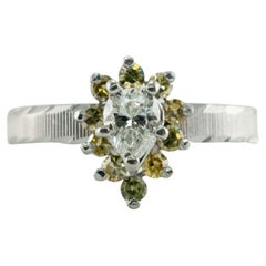 Pear Diamond Ring Canary Sapphire 14K White Gold Engagement